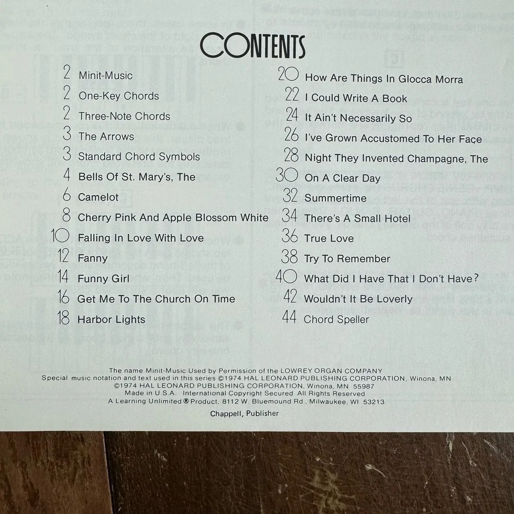 1970s‎ Summerstock Show Tunes Lowrey Teenie Genie & Genie Organ Sheet music book